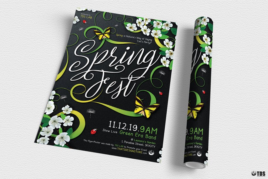 春季绿植花卉活动宣传单PSD模板 Spring Fest Flyer PSD插图(2)