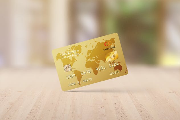 高端亮金风格银行信用卡样机 Golden Credit Card Mockup插图(9)