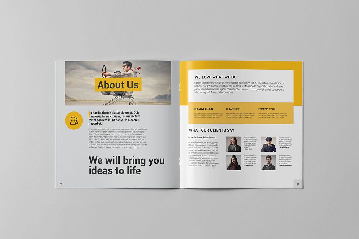 方形创意策划企业介绍宣传画册设计模板 Malibu Brochure Square插图(2)