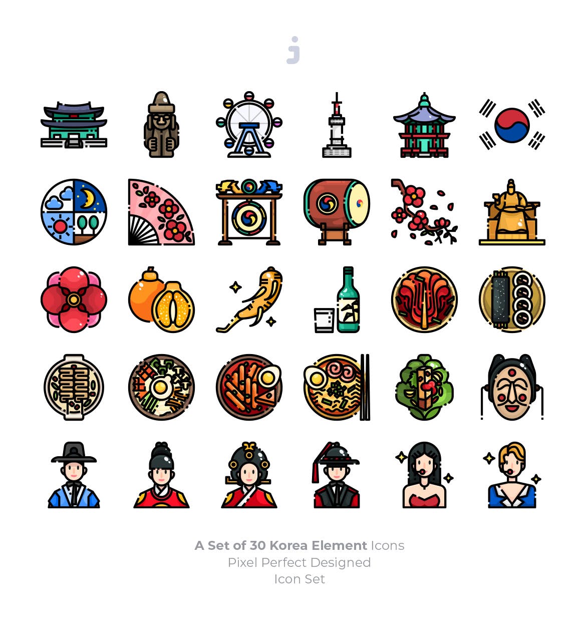 30枚韩国民族元素矢量图标 30 Korea Element Icons插图1