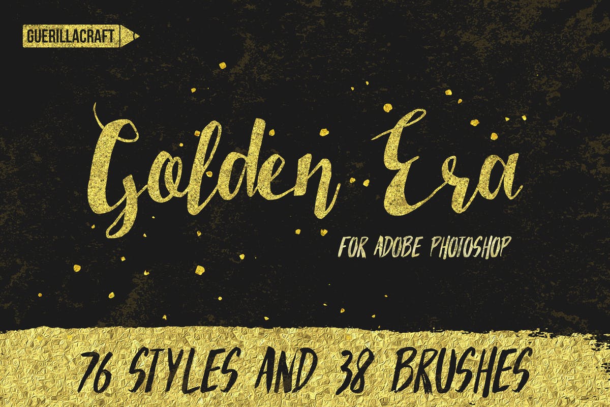 金漆闪闪图层样式、PS笔刷&纹理合集（2） Golden Era for Adobe Photoshop插图