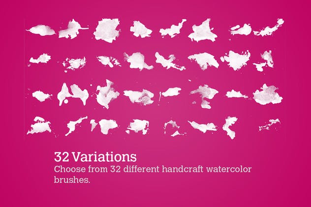 32款水彩飞溅图形PS画笔笔刷 32 Watercolor Splatters插图1