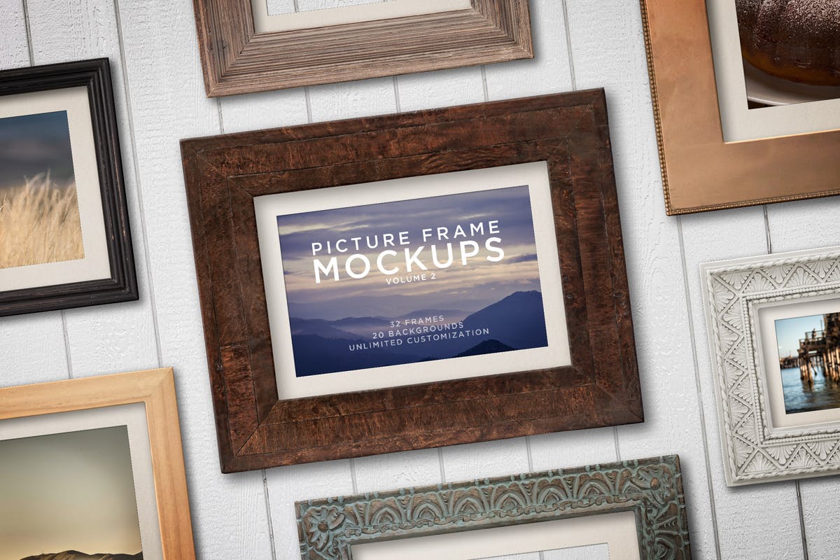 古典实木相框样机模板v2 Picture Frame Mockups Volume 2插图
