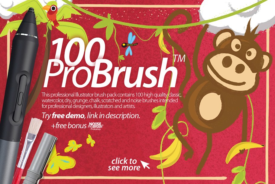 300+模拟各类画笔笔画AI笔刷 300+ Illustrator Brushes插图1