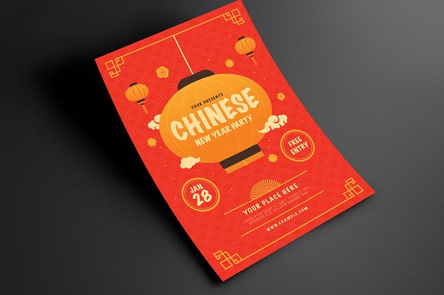 中国新年喜庆灯笼海报设计模板 Chinese New Year Flyer插图(3)