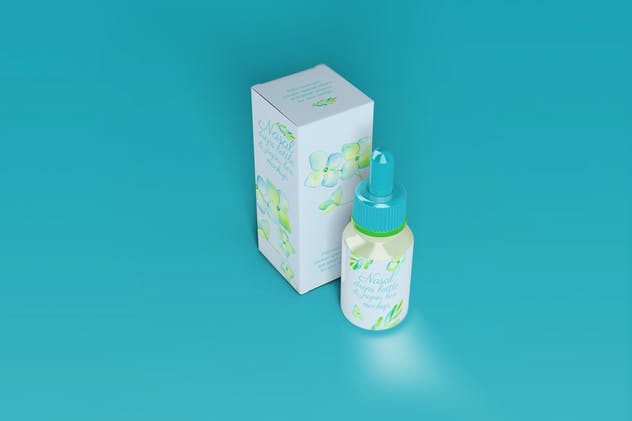 化妆品滴瓶外观/包装纸盒样机 Nasal Drops Bottle/ Paper Box Mockup插图(10)