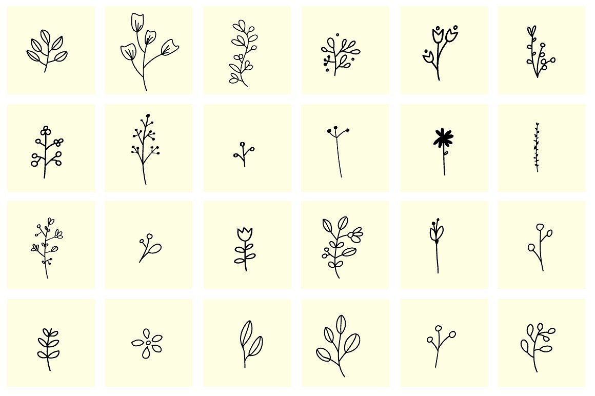 100+精致美丽的手绘花卉元素插图(4)