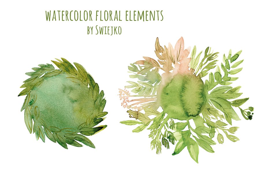 手绘水彩花卉元素框架/背景  Watercolor Floral Frames插图(3)
