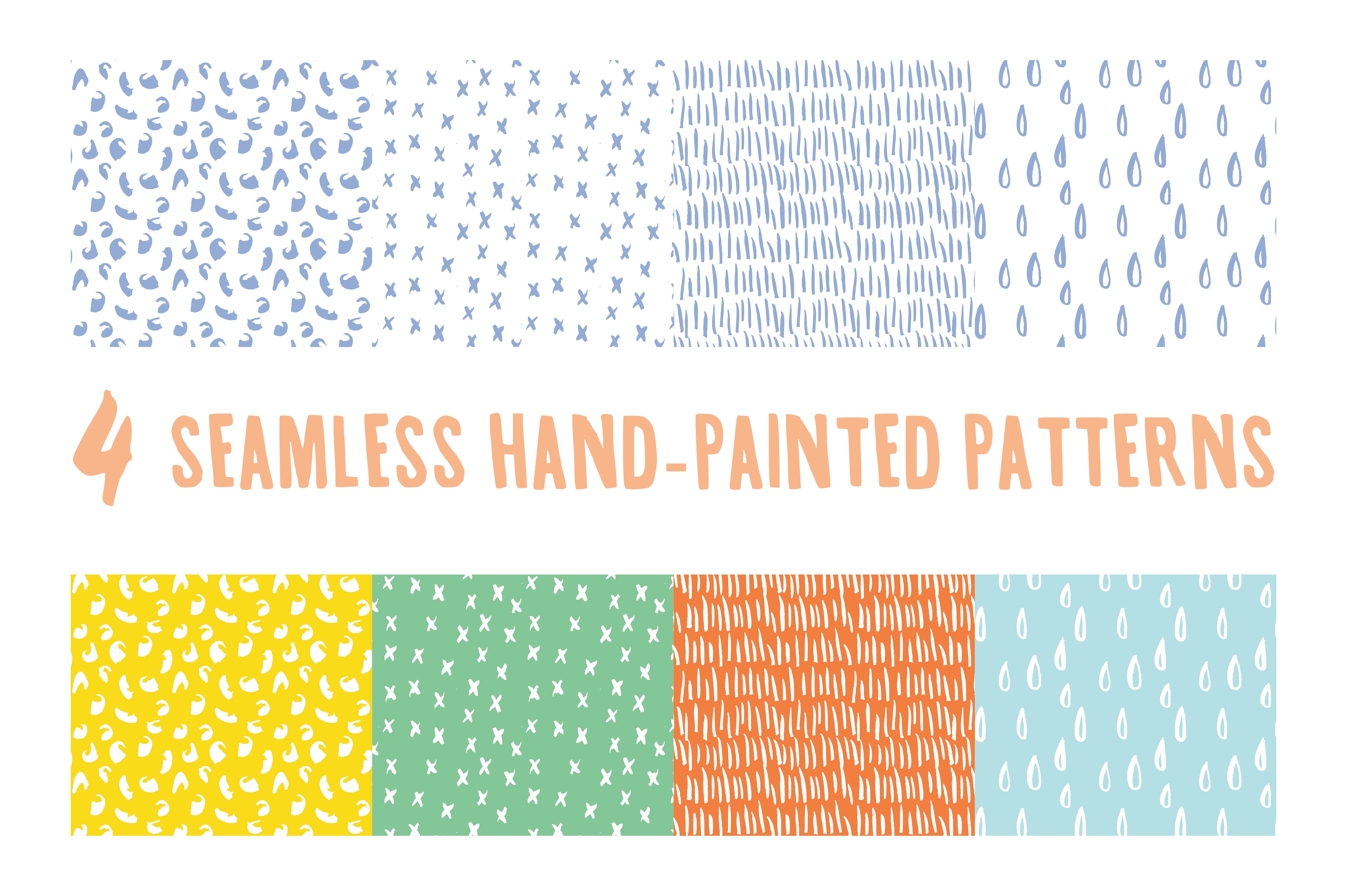 手绘图案无缝纹理 Hand-Painted Seamless Patterns插图