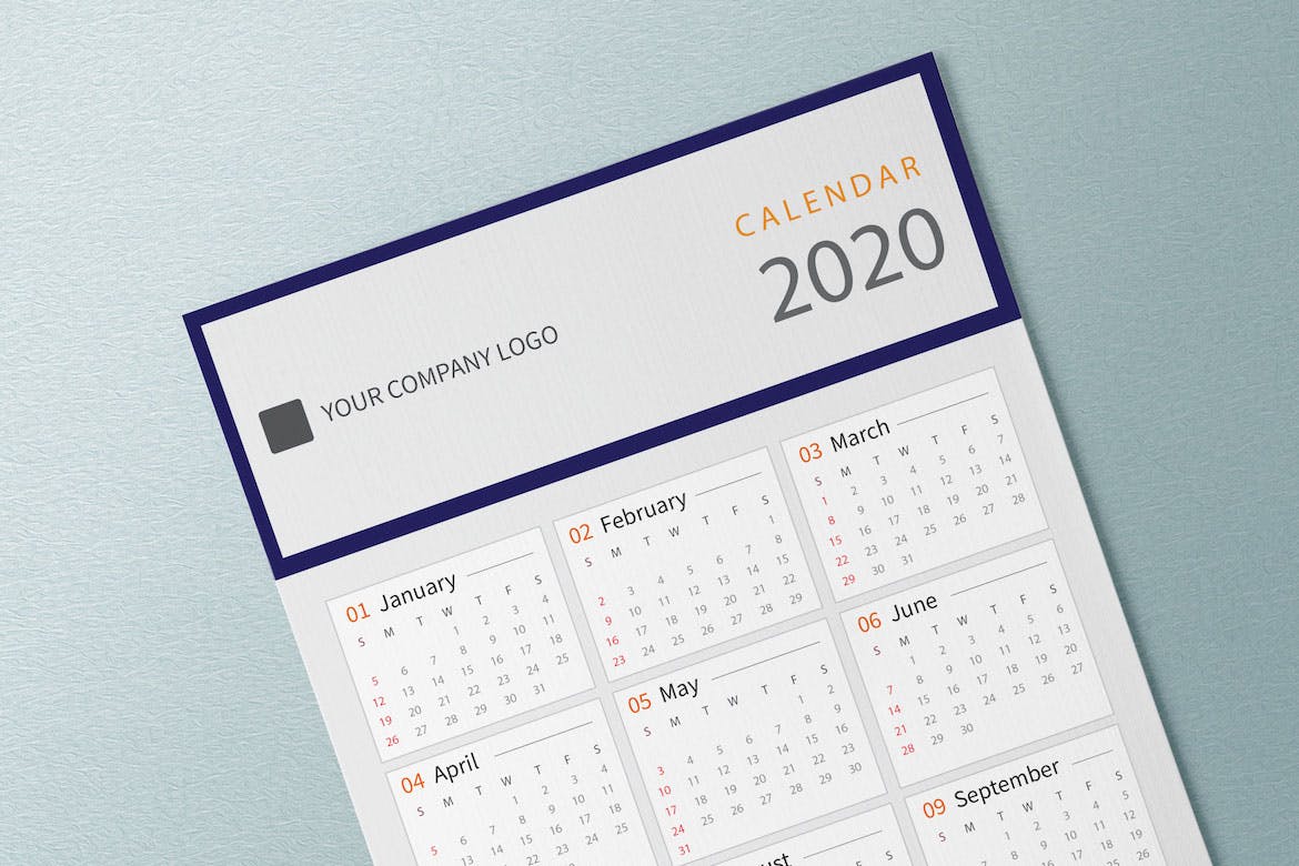 简约设计2020日历表年历设计模板 Creative Calendar Pro 2020插图(3)