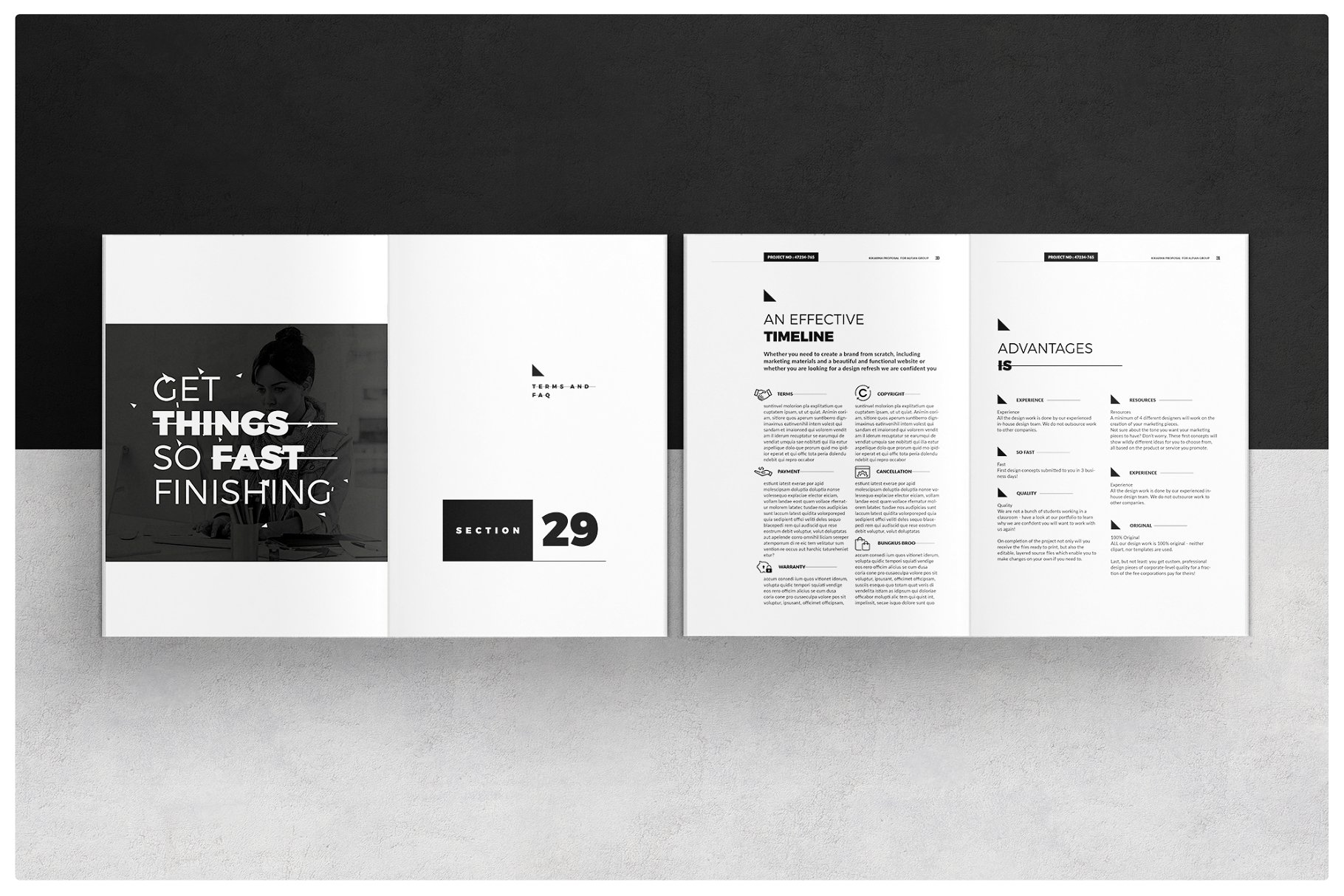 黑白风产品品牌企业画册设计模板 Proposal Template插图(11)