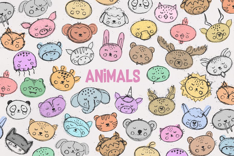 可爱动物、字母、数字矢量图案 Cute Stamps Pro插图(5)
