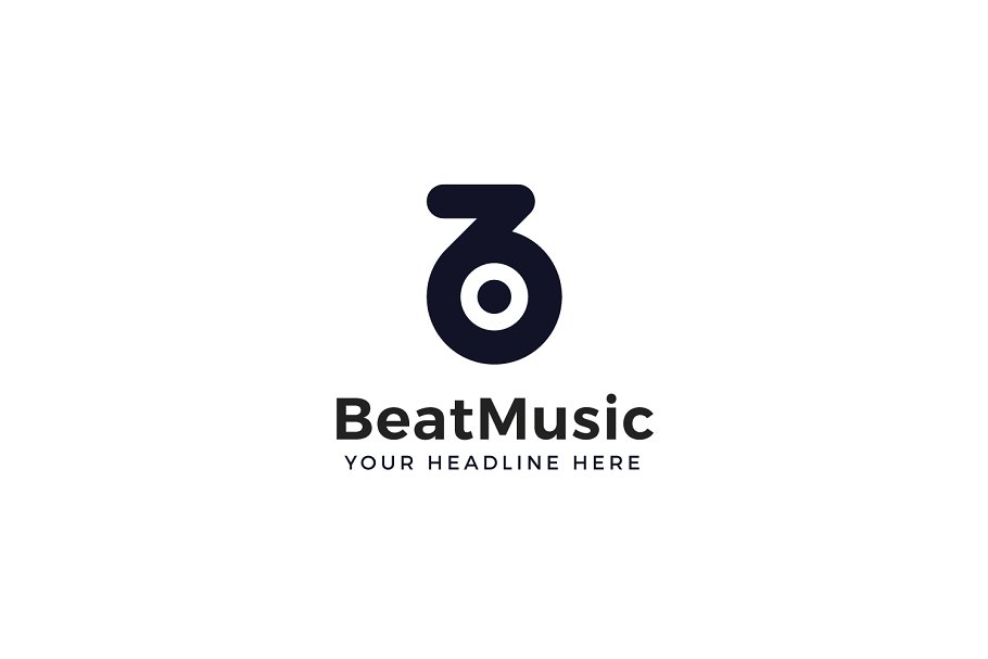 创意字母Logo模板系列之字母B音乐主题 Beat Music B Letter Logo Template插图(1)