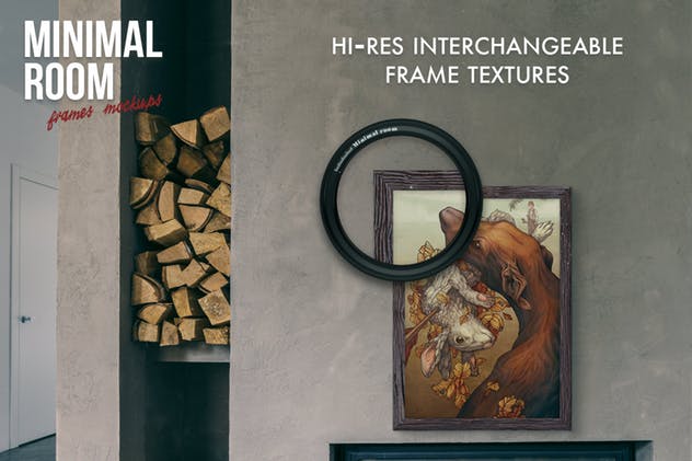 数字艺术作品展示样机模板合集 Minimal Room – Frames Mockups插图(4)