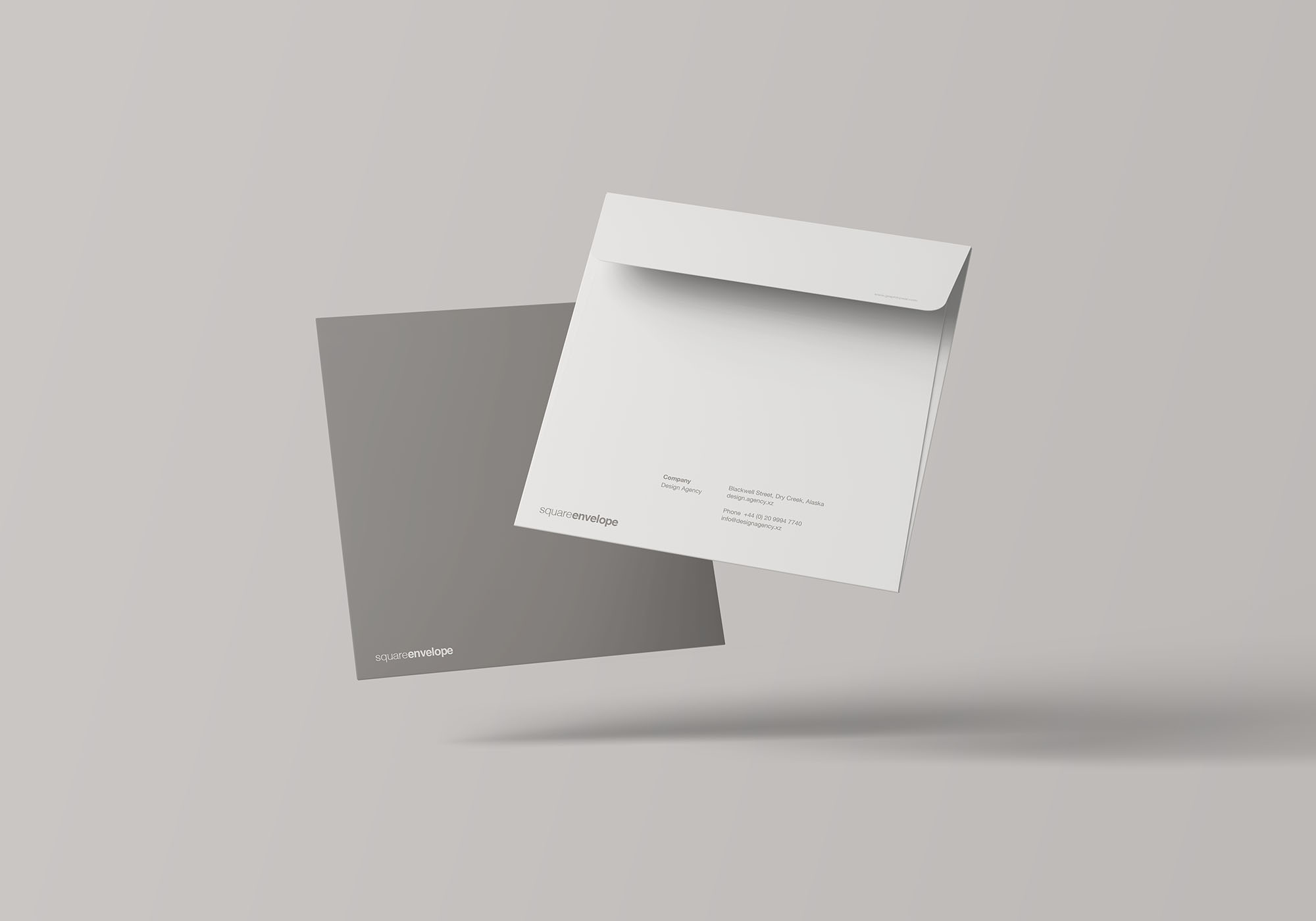 方形企业信封设计样机模板 Square Envelope Mockup插图(7)