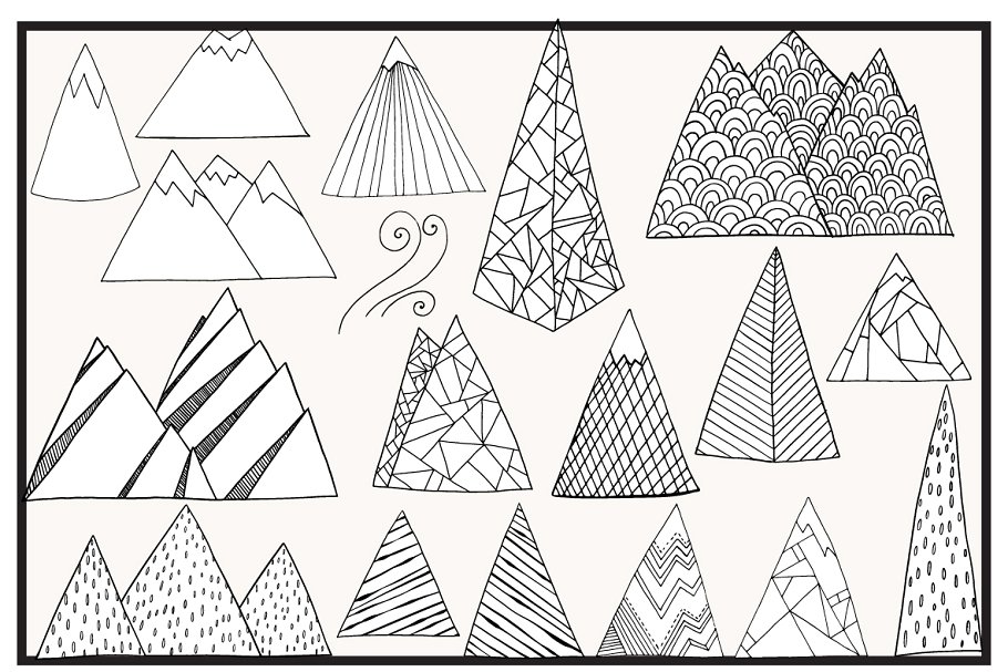 奇形怪状禅山山脉矢量图形 Whimsical Mountain Vectors插图(6)