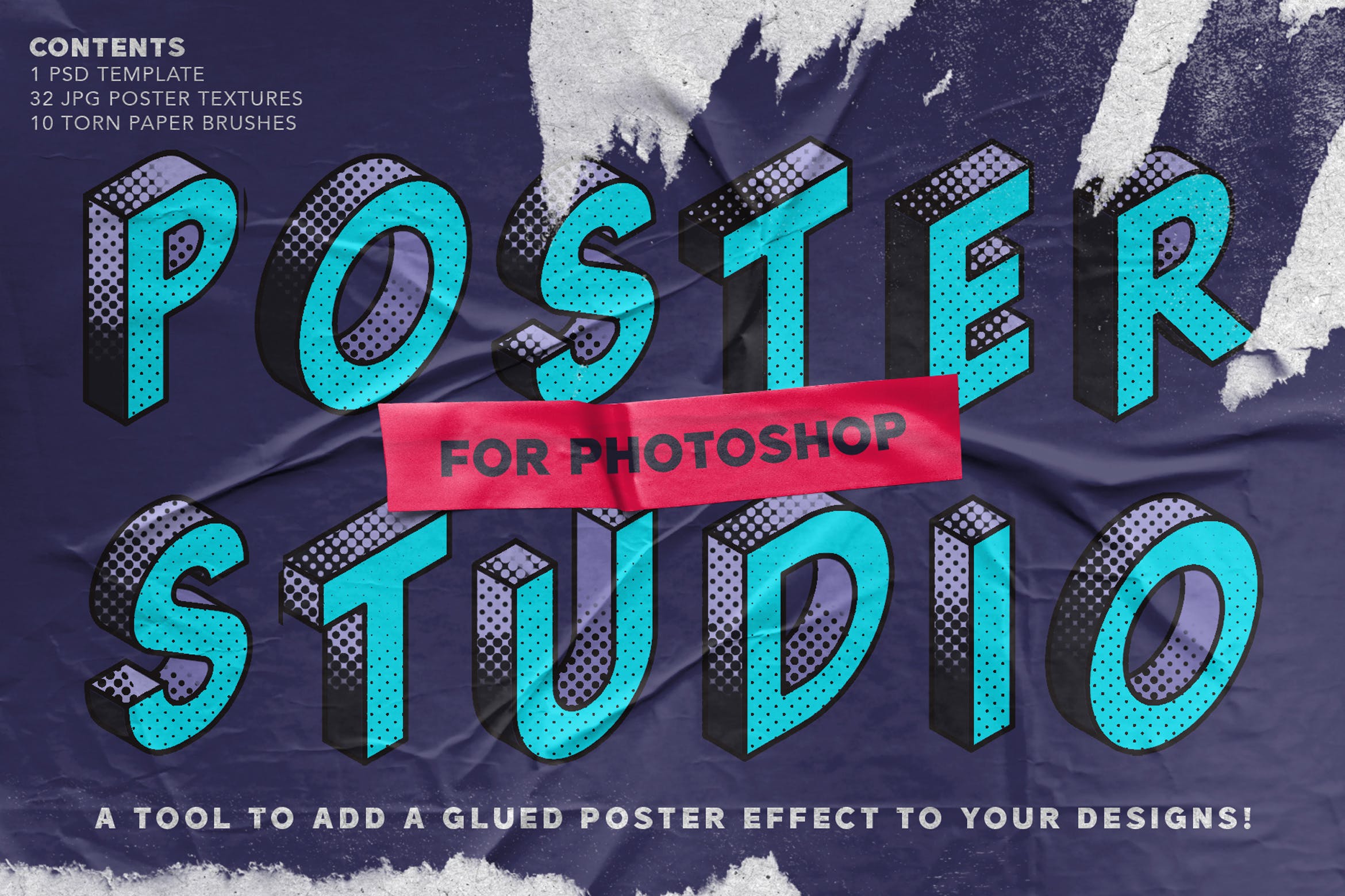 海报张贴效果图样式生成PS笔刷 Poster Studio for Photoshop插图