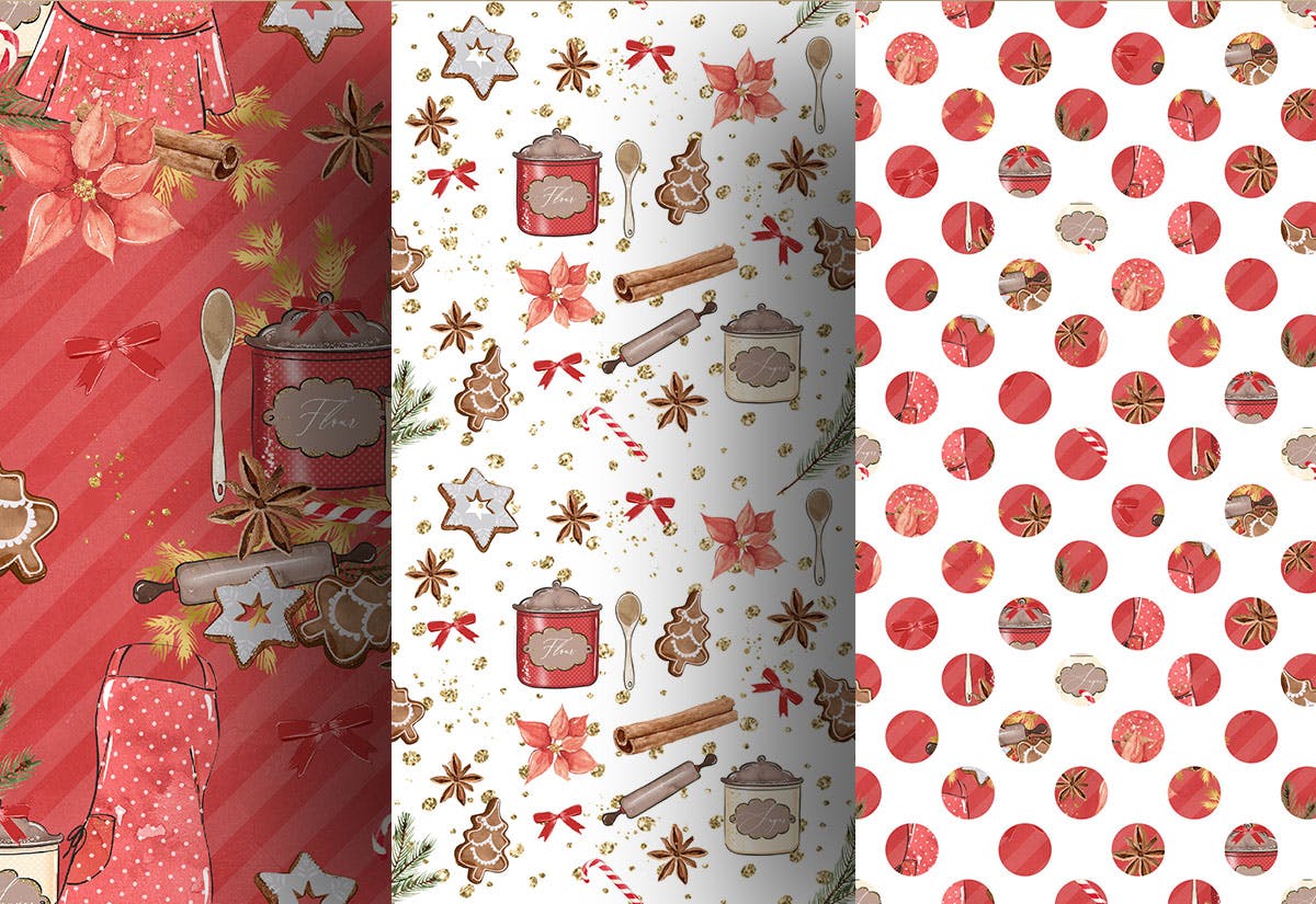 圣诞节&姜饼数码纸张背景素材 Christmas Gingerbread digital paper pack插图3