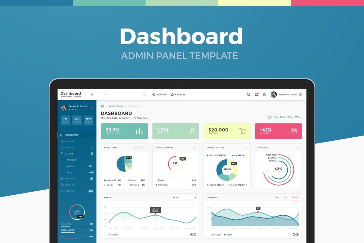 网站管理后台控制面板UI界面设计模板 Dashboard Admin Panel Template插图