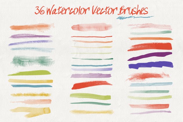 36款水彩画AI画笔笔刷＆水彩质感肌理纹理 Set of Watercolor Brushes and Textures插图(1)