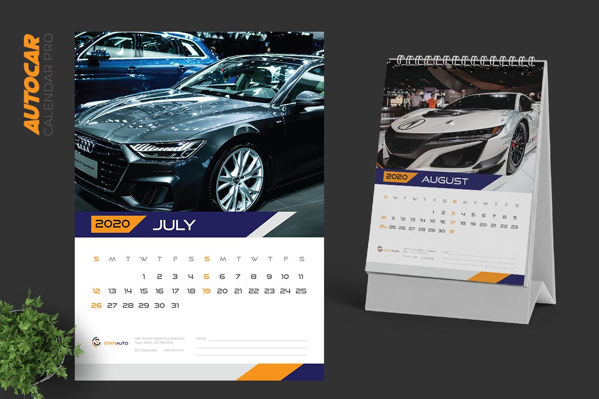 汽车经销商日历定制设计2020年活页台历设计模板 2020 Auto Car Calendar Pro插图(4)