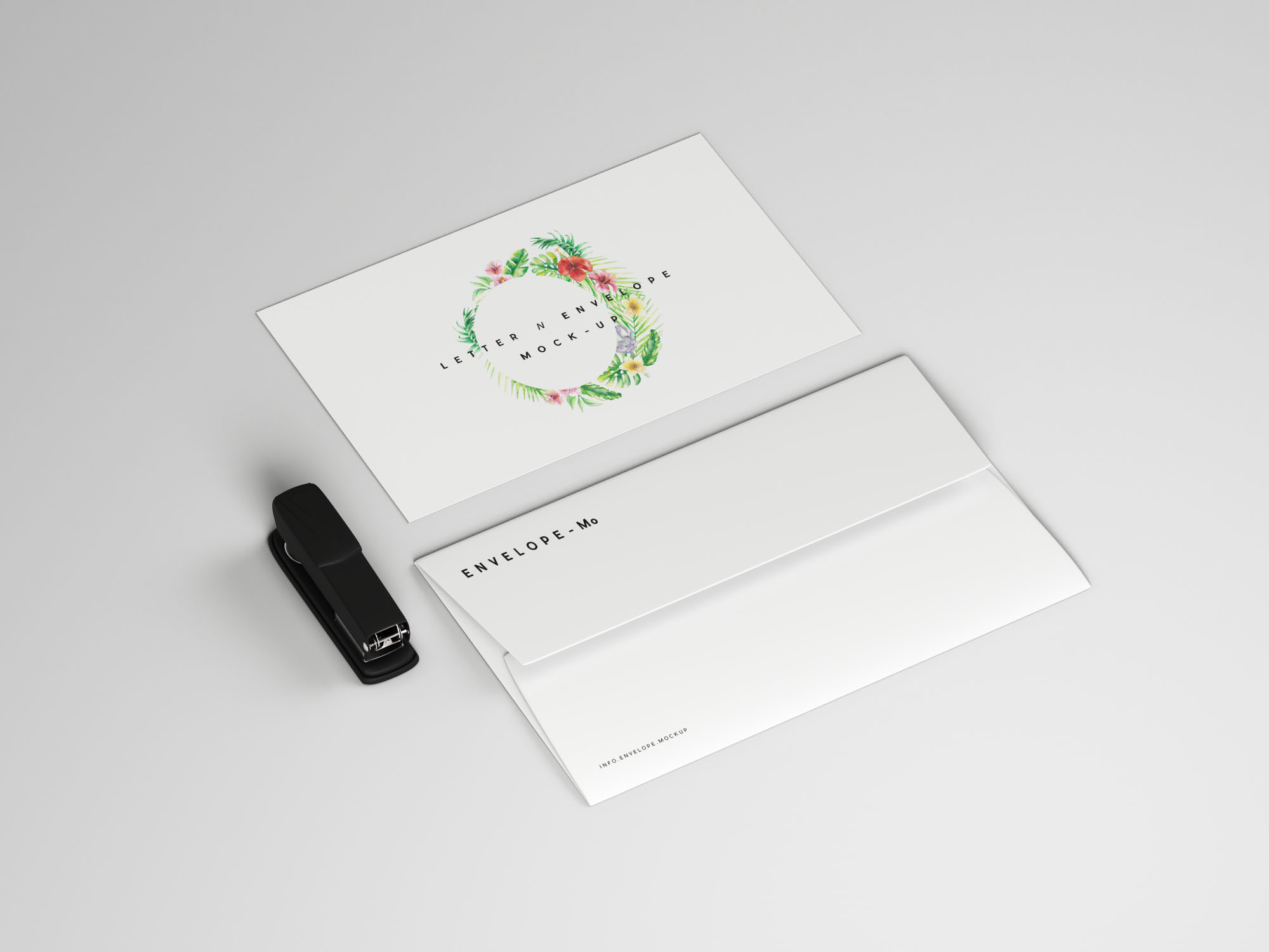 企业品牌VI标识信封＆信件设计图样机模板 Envelope and Letter Mockup插图