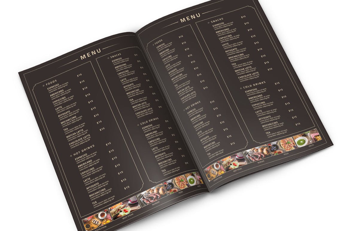极简主义餐厅菜单&企业名片设计模板 Minimalist Food Menu & Business Card插图(1)