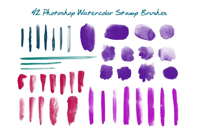 40+水彩图案印章纹理&PSD笔刷 The Watercolory Goodness Bundle插图1