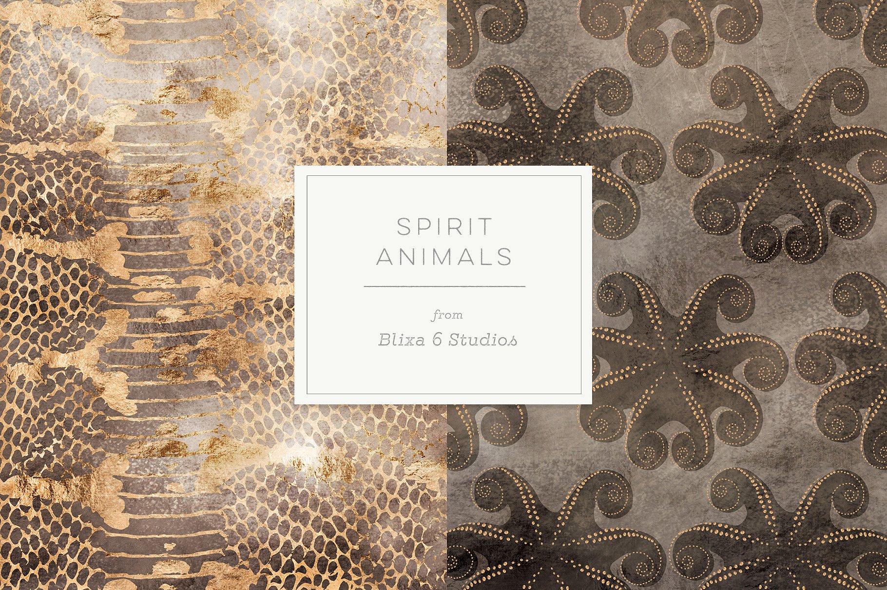 奢华金色动物皮肤纹理合集 Spirit Animals Golden Graphics插图2