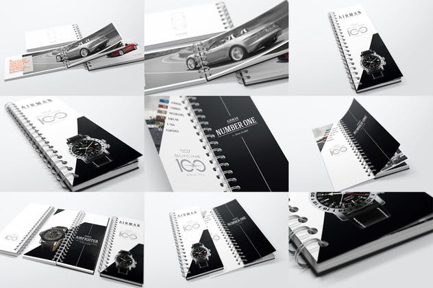 活页装订图书/目录样机 Spiral Bound Book / Catalogue Bundle Mockups插图(5)