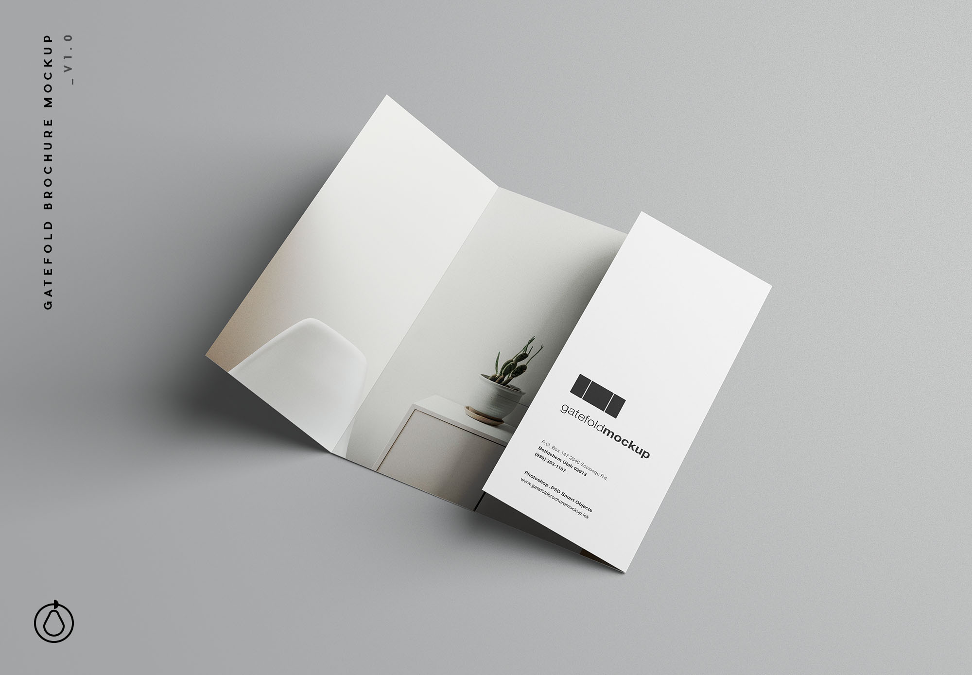 单门折叠宣传册印刷效果图样机 Single Gatefold Brochure Mockup插图