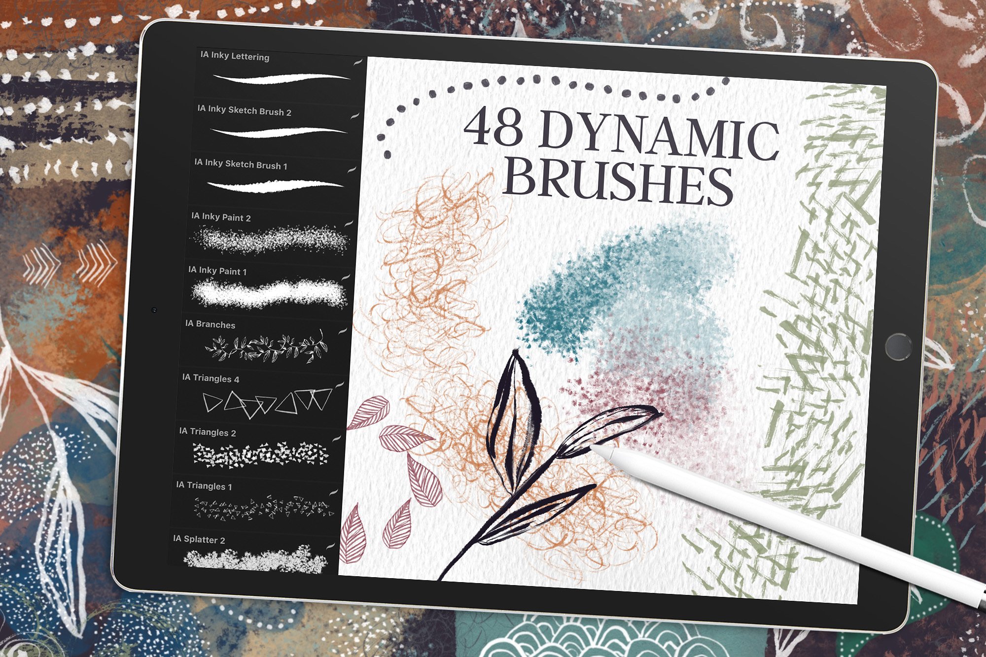 墨水素描图案&图案印章Procreate笔刷 Inky Abstract Procreate Brushes插图3
