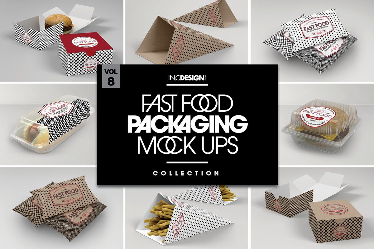 快餐食品包装样机v8 Fast Food Boxes Vol.8: Take Out Packaging Mockups插图