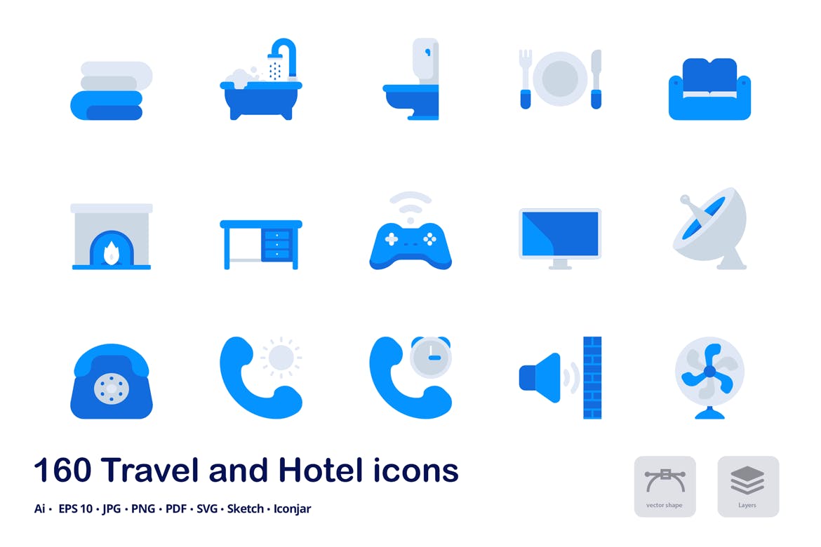 旅游&酒店主题双色调扁平化矢量图标 Travel and Hotel Accent Duo Tone Flat Icons插图(5)