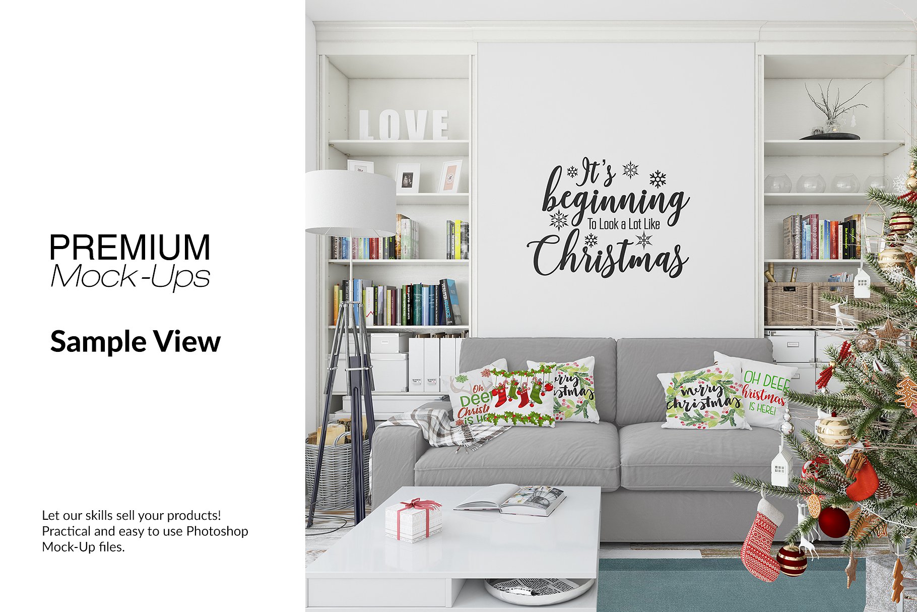 圣诞节客厅装饰展示样机套装 Christmas Living Room Set [psd,jpg]插图(9)