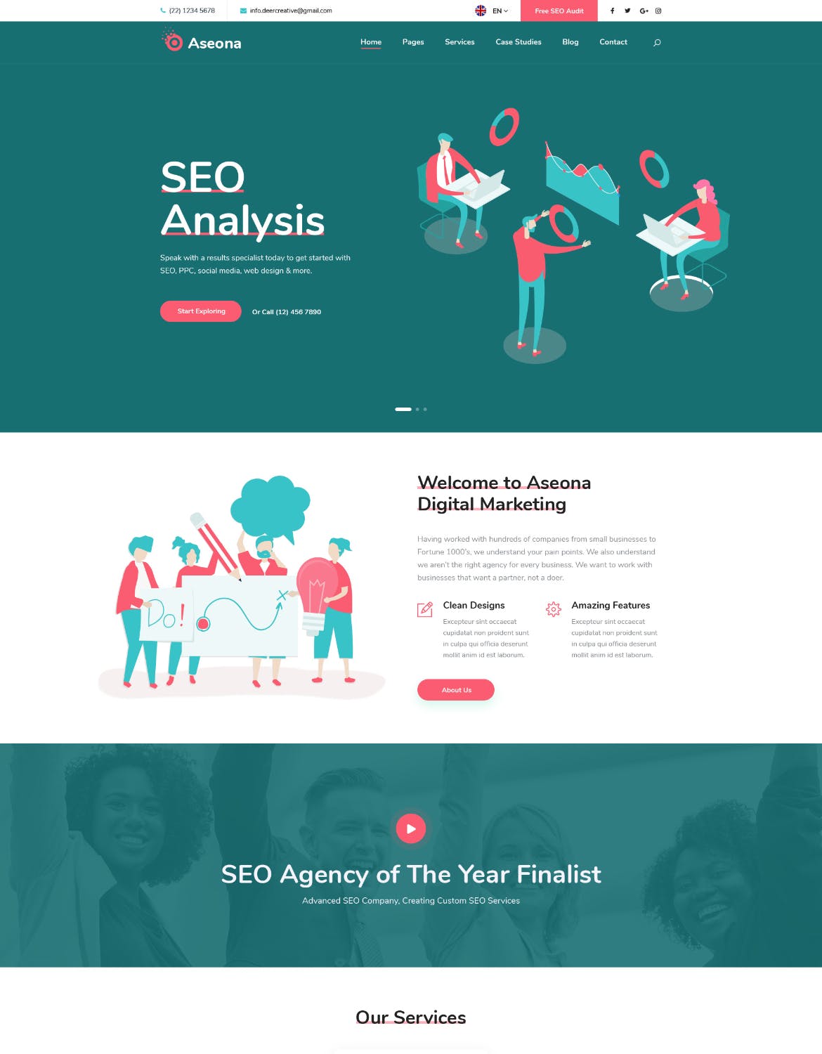 SEO数字营销服务企业官网设计PSD模板 Aseona | SEO Digital Marketing Template PSD插图(2)