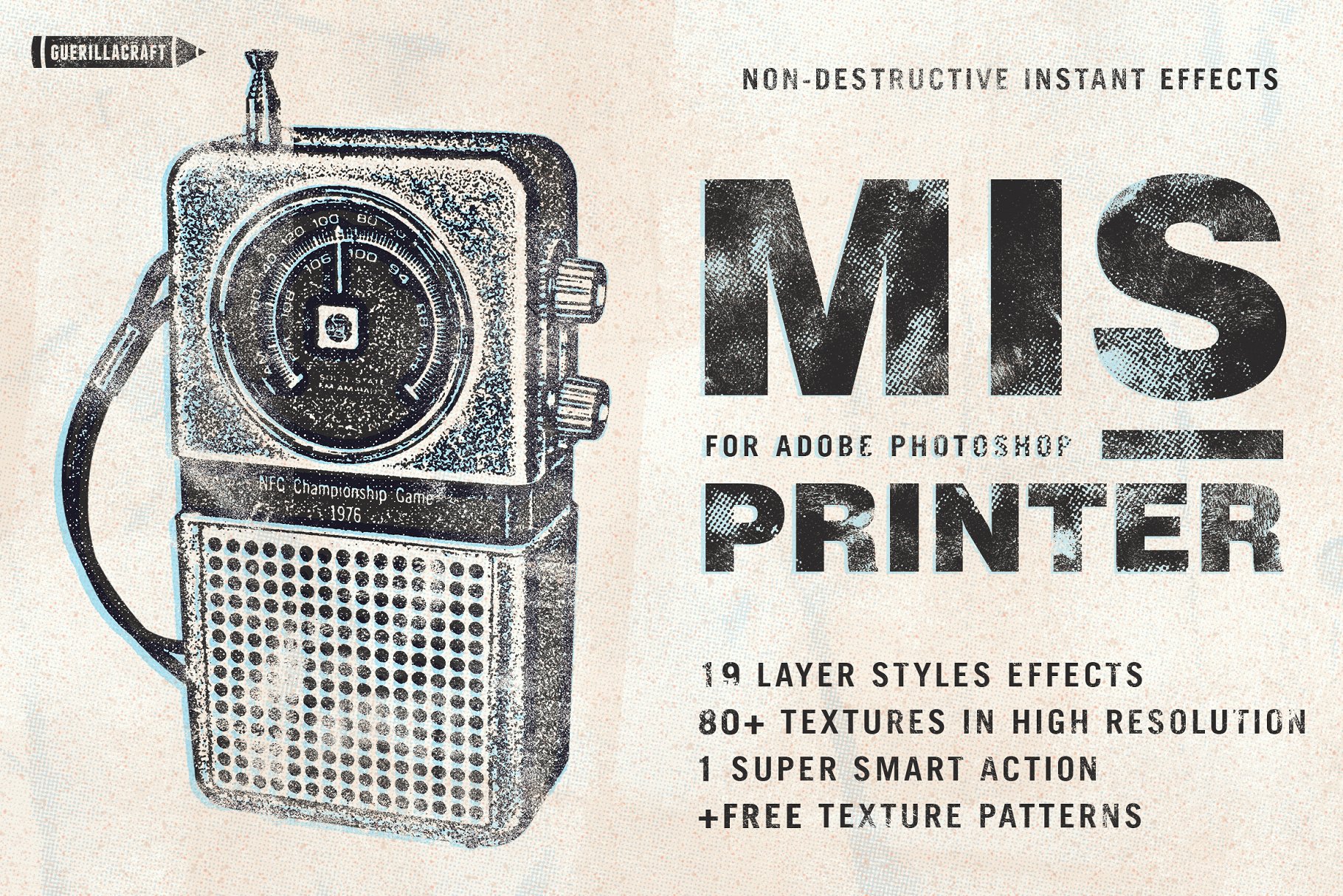 复古影印打印风格图层样式 Misprinter for Adobe Photoshop插图