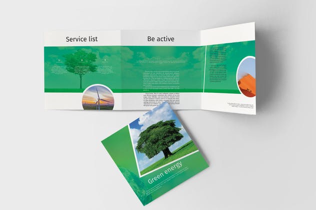 绿色能源新能源项目介绍三折页传单模板 Green Energy Trifold Brochure插图1