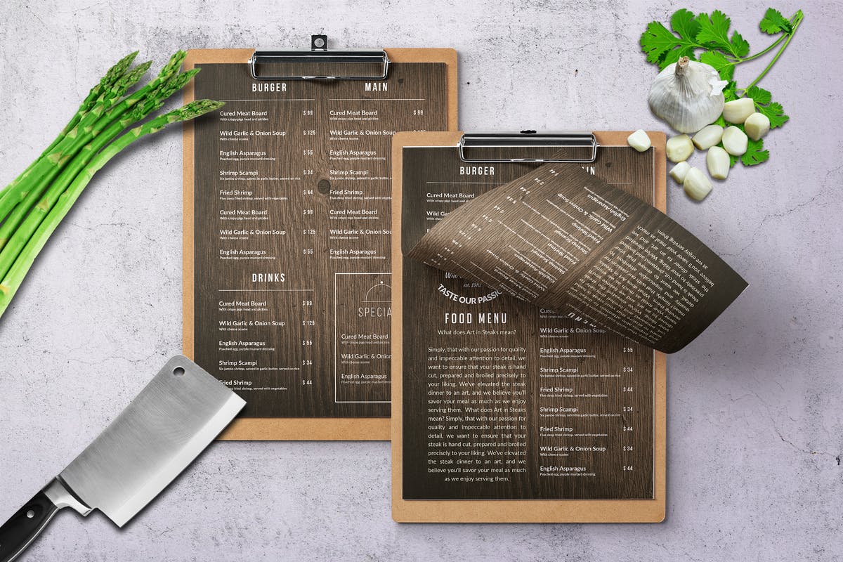 复古木纹背景单页餐厅菜单设计PSD模板 Rain Forest Single Page Menu A4 & US Letter插图