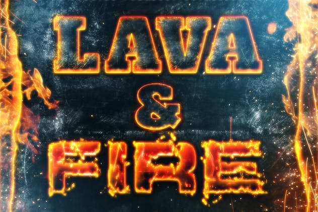 震撼熔岩火焰特效PS图层样式 Hot Lava & Fire Photoshop Layer Styles插图(1)
