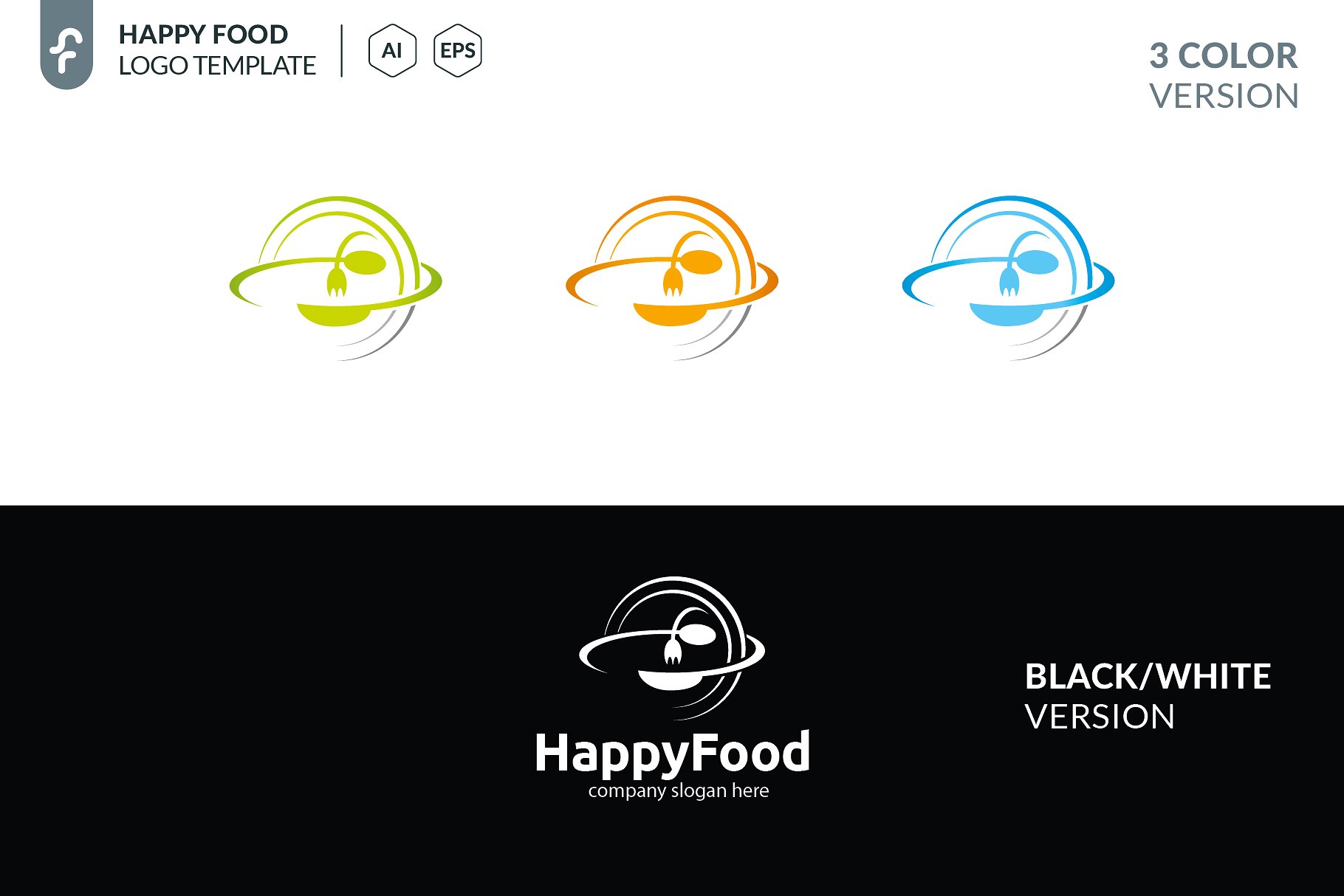 快乐用餐食品主题 Logo 模板 Happy Food Logo插图(3)