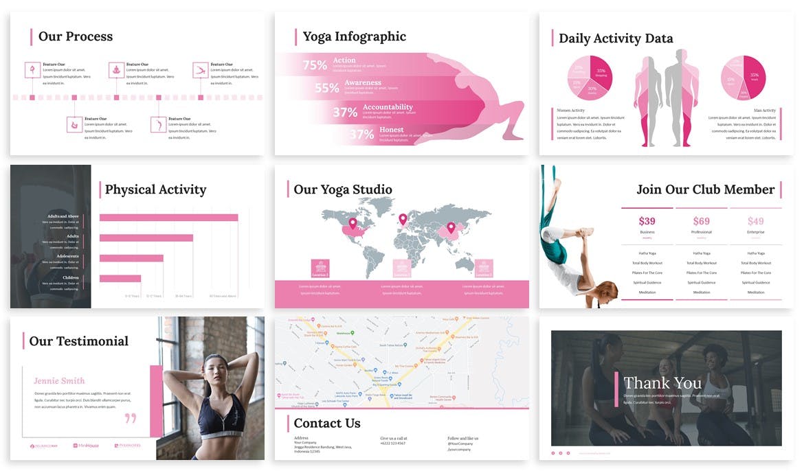 瑜伽培训课程/瑜伽培训机构简介谷歌幻灯片设计模板 Yokha – Yoga Google Slides Template插图3