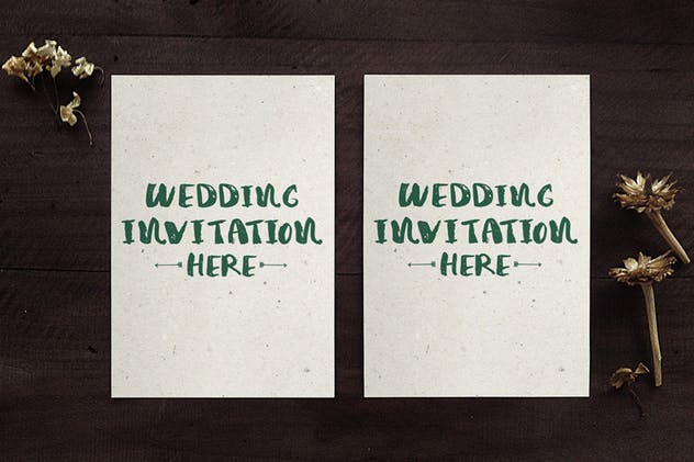 质朴婚礼邀请函/贺卡样机套装 Wedding Invitation Mockups插图(4)