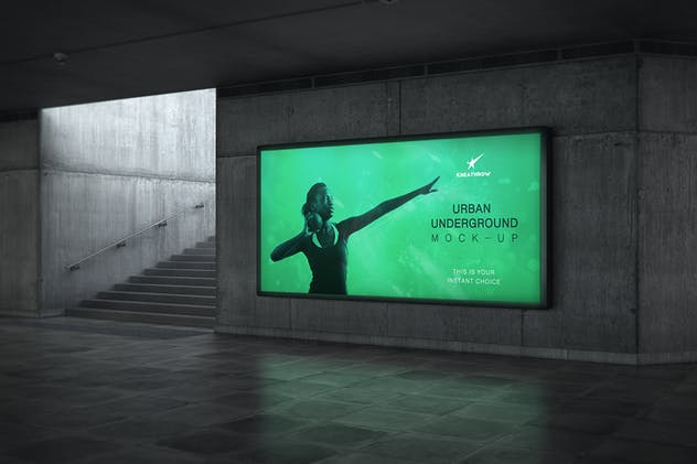 城市地下通道地铁灯箱/广告牌样机 Urban Underground Lightbox / Billboard Mock-Ups插图8