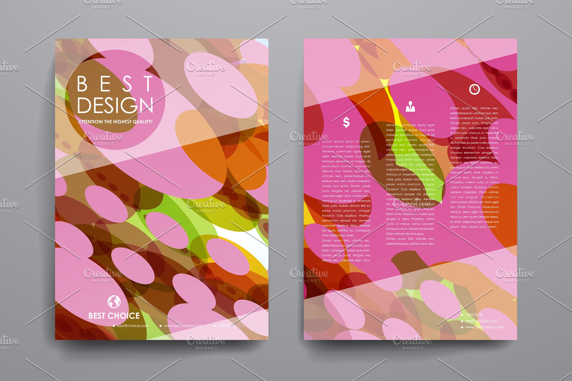 抽象彩色几何椭圆图形宣传册模板 Brochure Templates插图6