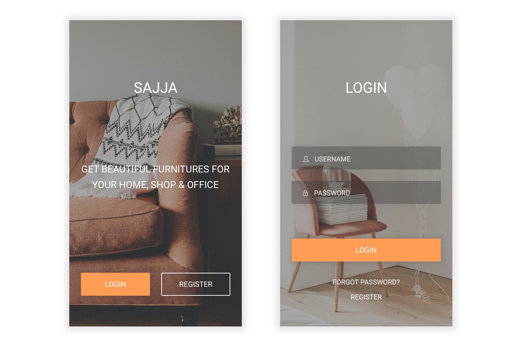 家具网上商城APP应用UI设计PSD模板 Sajja – Furniture Store & Ecommerce for Photoshop插图1