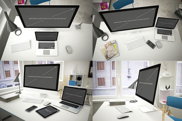 Apple智能产品设备样机套装 Computer Mockup – 14 Poses插图(3)