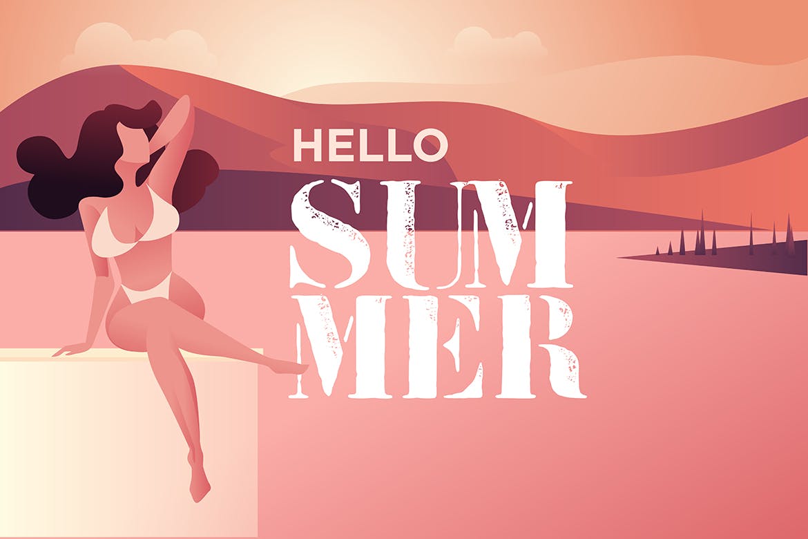 “夏天，你好”-夏日主题矢量插画 Hello summer插图
