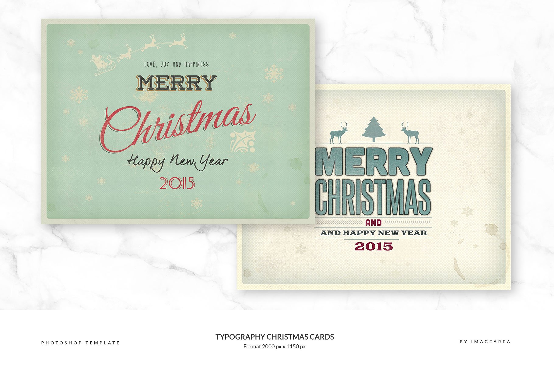 古典风格圣诞节活动贺卡模板 Typography Christmas Cards插图(1)