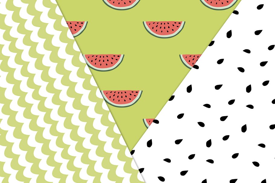 西瓜图案无缝纹理 Watermelon Seamless patterns插图(2)